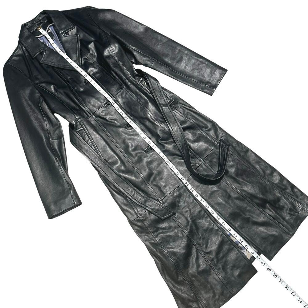 Wilsons Leather | Women | Black Chic Soft Genuine Leather Trench Coat | Medium - Picture 7 of 15